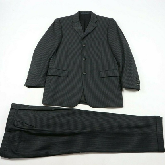 Burberry London Pinstriped Wool 2 Piece Suit Black